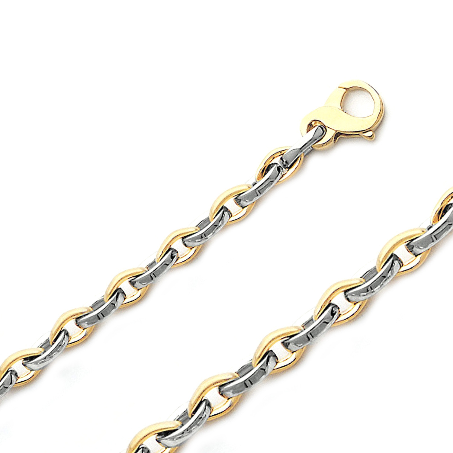 14k Yellow and White Gold 5.3mm Rolo Chain 24 Inches